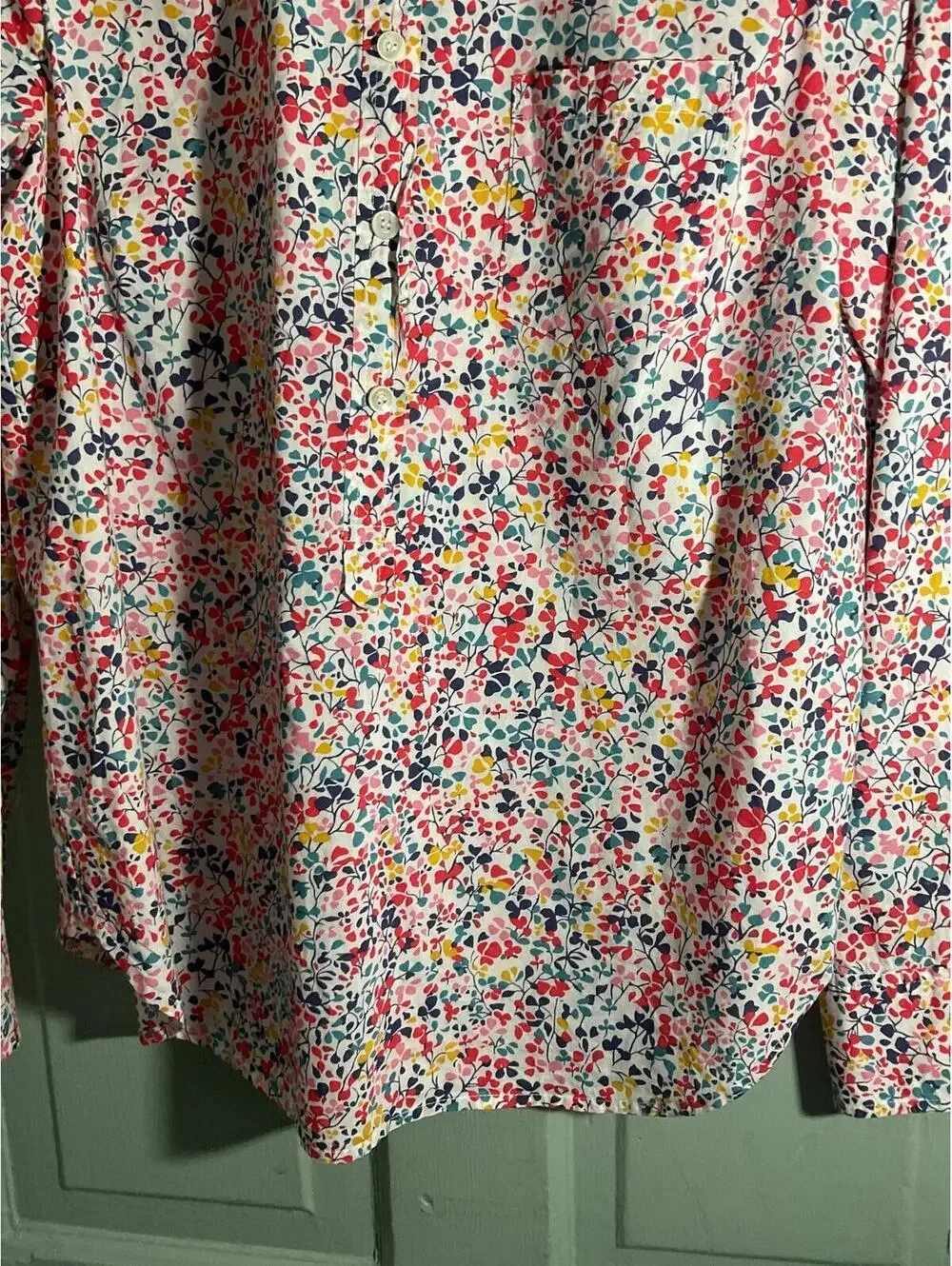J. Crew Liberty of London Floral Print Long Sleeve Button-Up Shirt Sz. 10